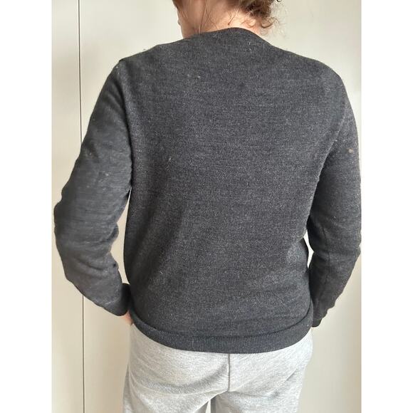 Men's Merino Wool Sweater Size Small Gray Classic Minimalist Lightweight Slim - Picture 4 of 8